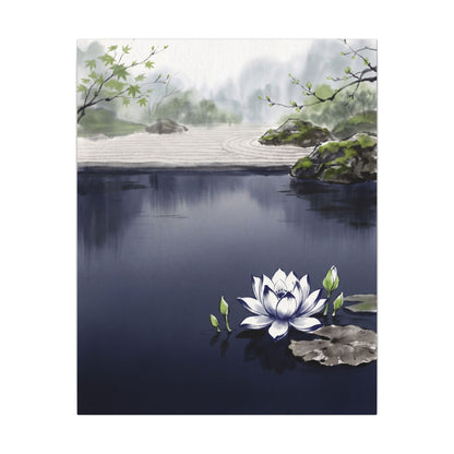 Lotus Flower Karesansui Canvas Art | Tranquil Zen Art