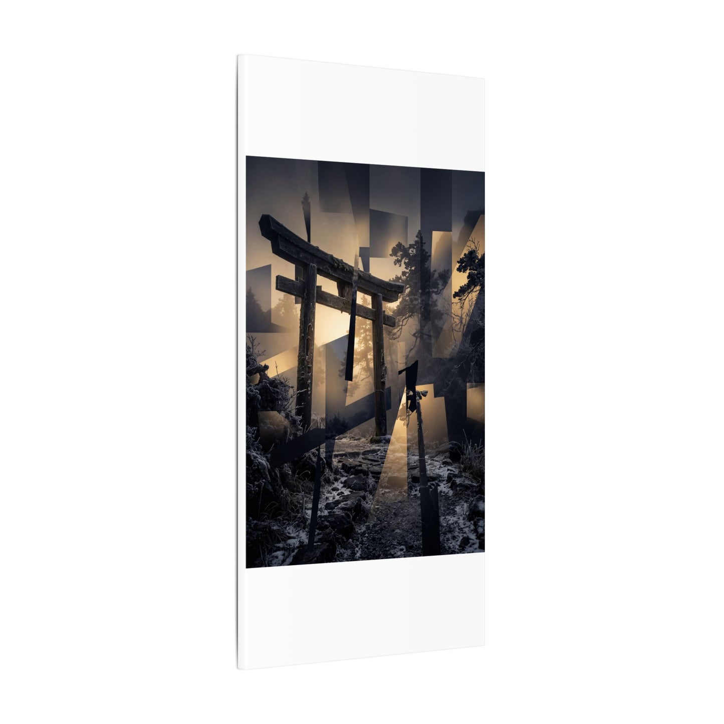 Winter Torii Gate Moody Minimal Canvas Art | Bold Decor