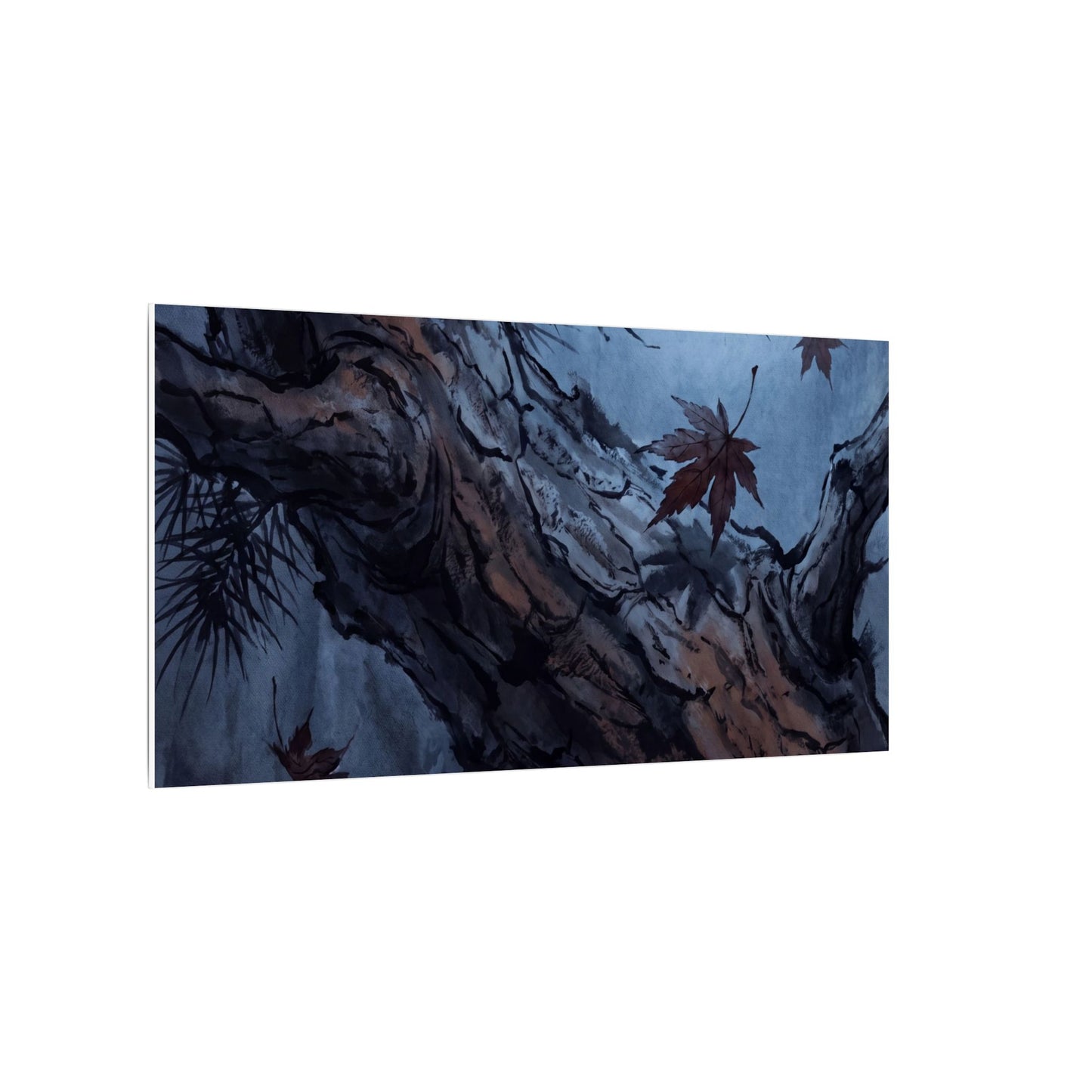 Atmospheric Pine Tree Canvas Art - Shadow Zen Dark Japandi