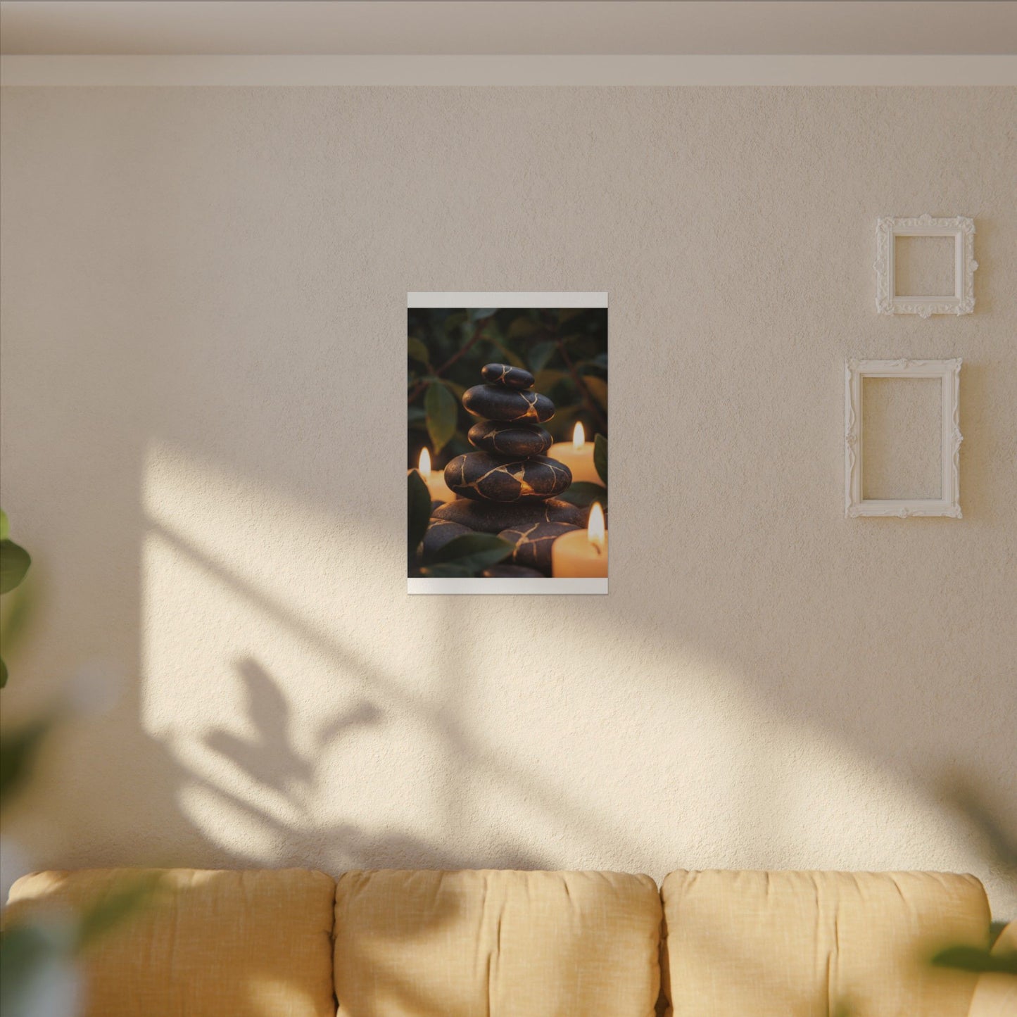 Summer River Stones Gold Vein Canvas Art | Philosophical Decor