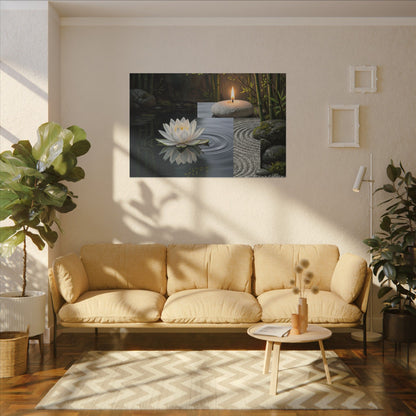 Candlelight Lotus Flower Canvas Art - Zen Kanso