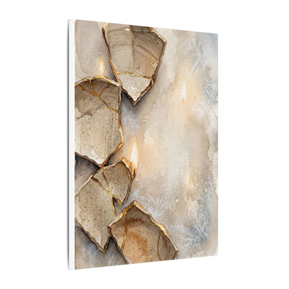 Broken Pottery Winter Canvas Art | Japandi Warm Design