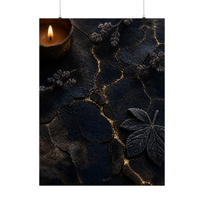 Luxurious Cracked Earth Wall Art Print - Moody Minimal Dark Japandi