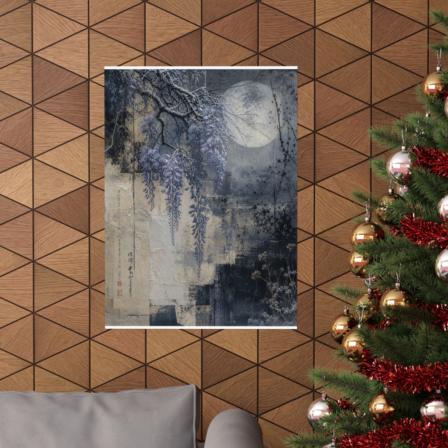 Moonlight Wisteria Wall Art Print - Japandi Seijaku