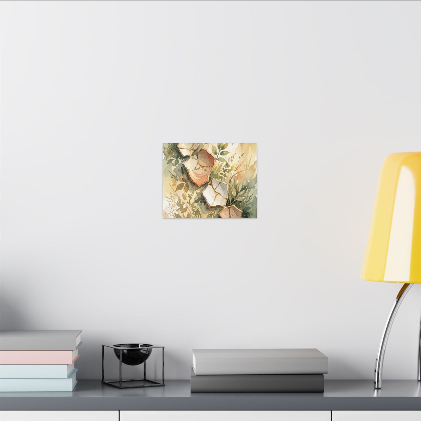 Japandi Broken Pottery in Golden Hour | Watercolor Canvas Art
