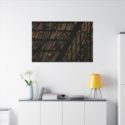 Dark Japandi Shadow Play in Golden Hour | Moody Minimal Canvas Art