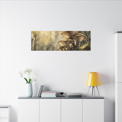 Wild Mushrooms Canvas Art | Spring Japandi Watercolor Art