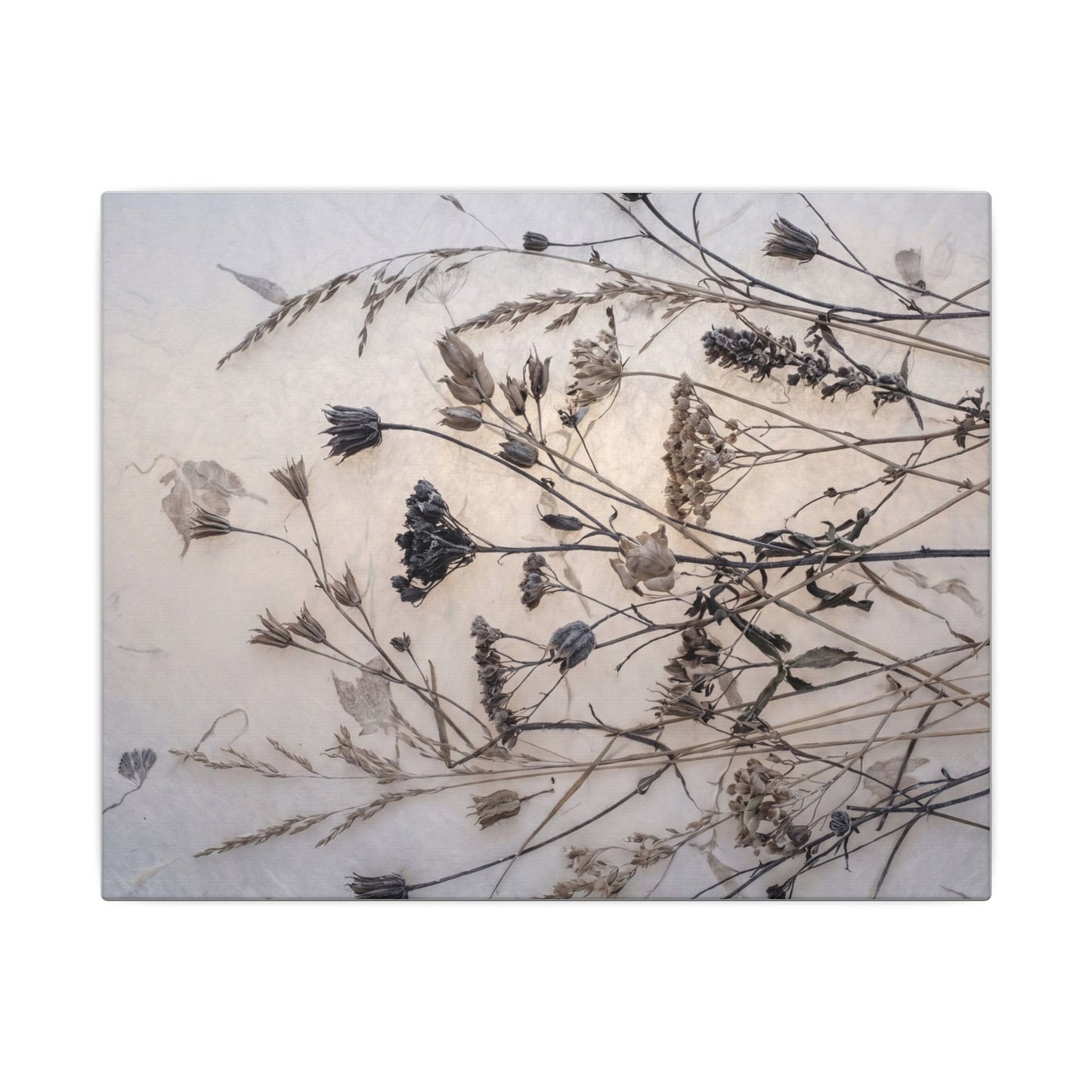Elegant Dried Flowers Canvas Art - Japanese Pattern Japandi