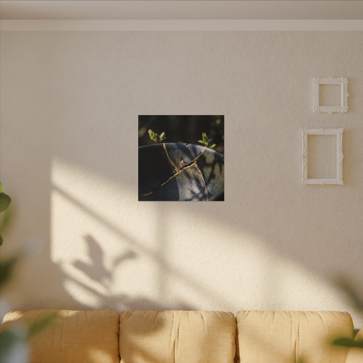 Seijaku Broken Pottery Canvas Art - Dark Japandi Shadow Zen