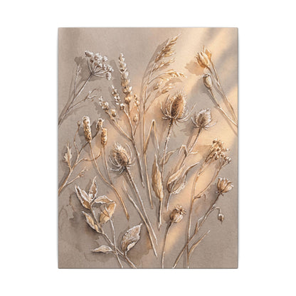 Japandi Dried Flowers in Golden Hour | Watercolor Canvas Art