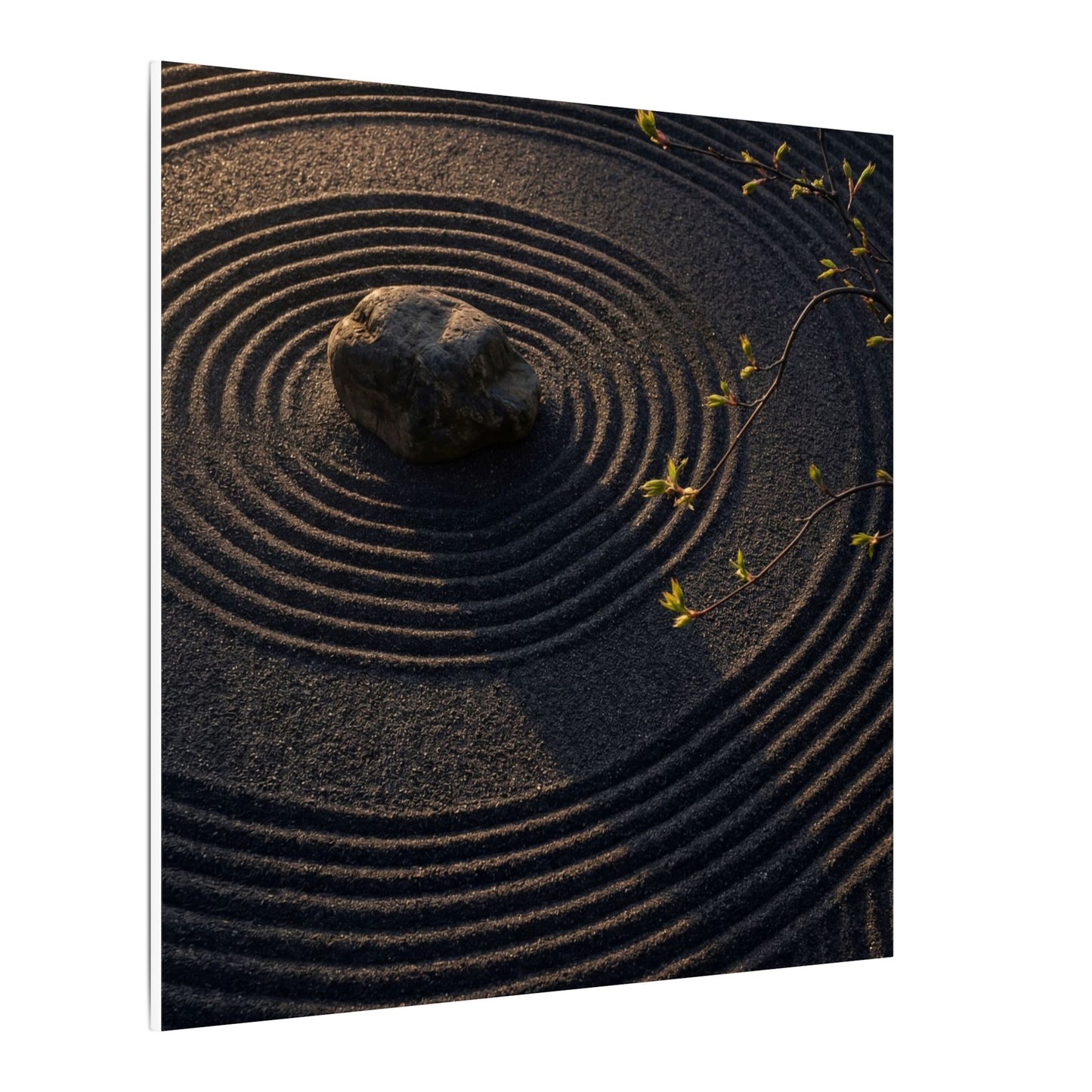 Rock Garden Shadow Zen Canvas Art | Bold Dark Japandi Art