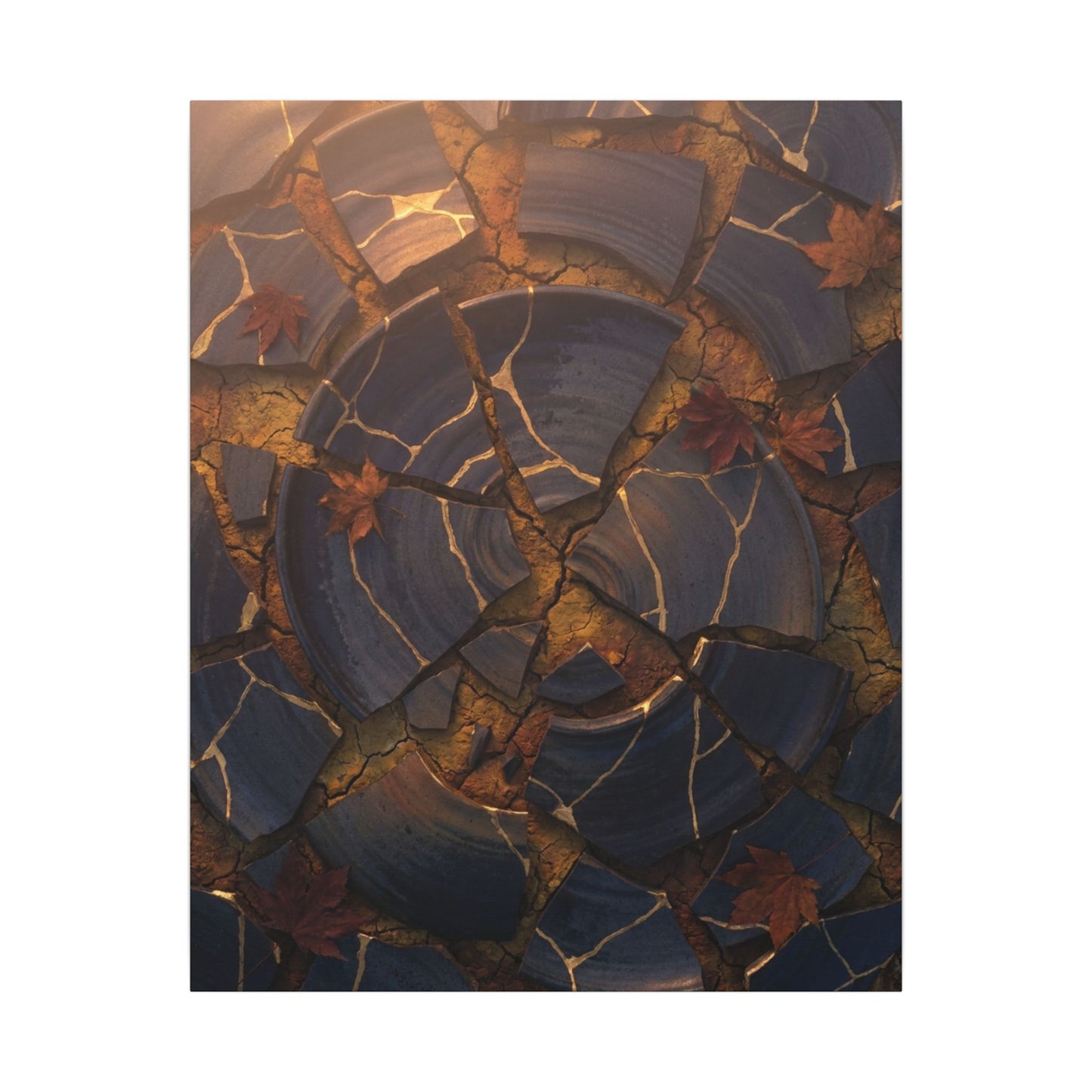 Autumn Cracked Earth Gold Repair Canvas Art | Philosophical Decor