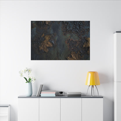 Shibui Rust Patina Canvas Art - Dark Japandi Charcoal Ink