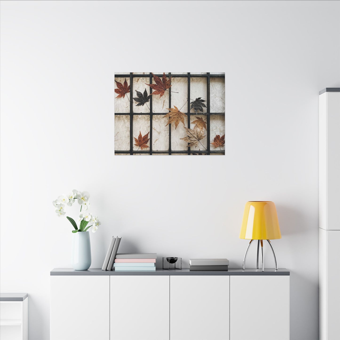Japandi Shoji Screen in Overcast | Texture Canvas Art