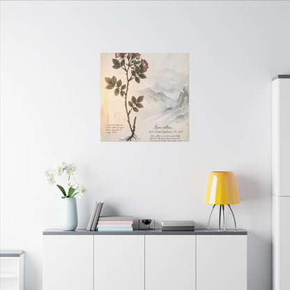 Winter Mountain Mist Herbarium Canvas Art | Earthy Decor