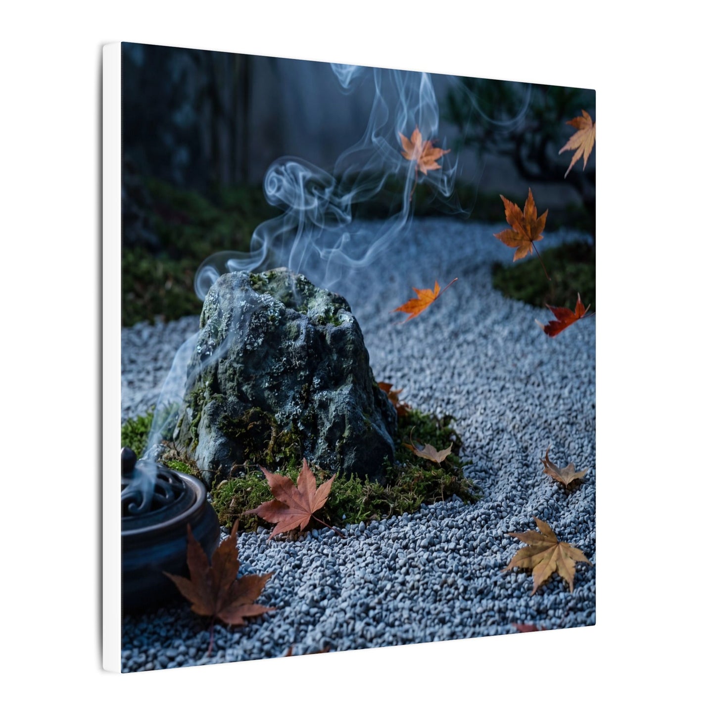 Autumn Incense Smoke Karesansui Canvas Art | Calm Decor