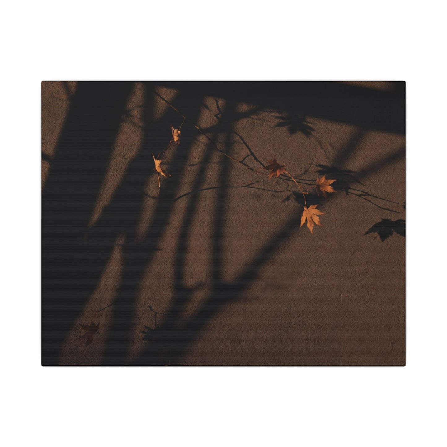 Shadow Play Autumn Canvas Art | Dark Japandi Luxurious Design Art Print