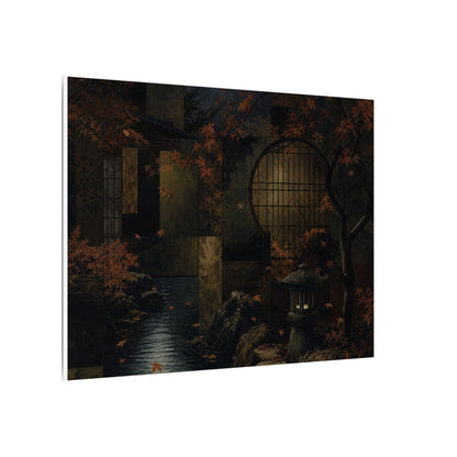 Moonlight Moonlit Garden Canvas Art - Dark Japandi Shibui