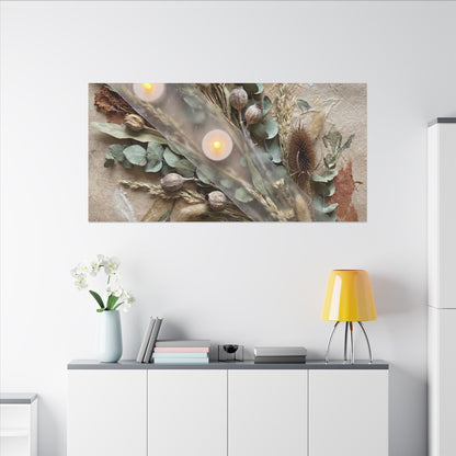 Candlelight Dried Flowers Canvas Art - Japandi Kanso
