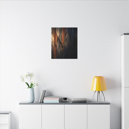 Rust Patina Charcoal Ink Canvas Art | Moody Dark Japandi Art