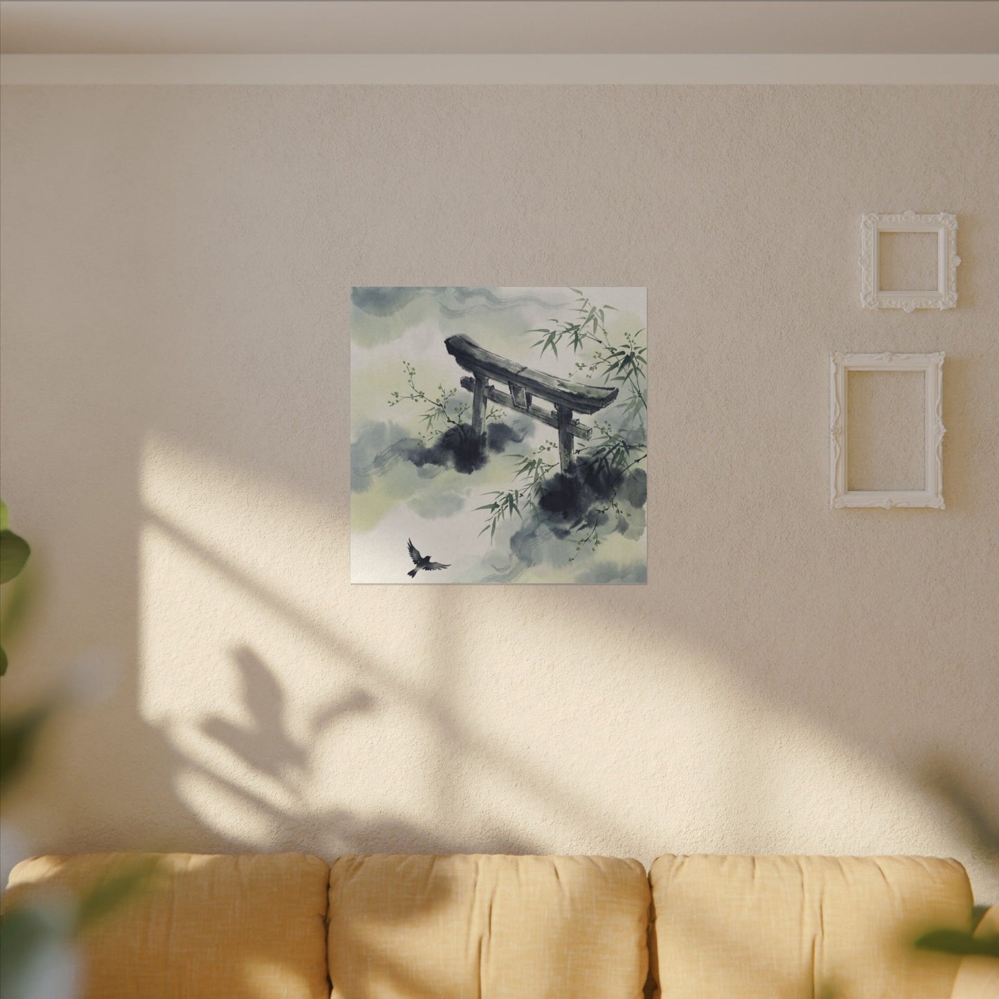 Torii Gate Sumi E Canvas Art | Serene Zen Art