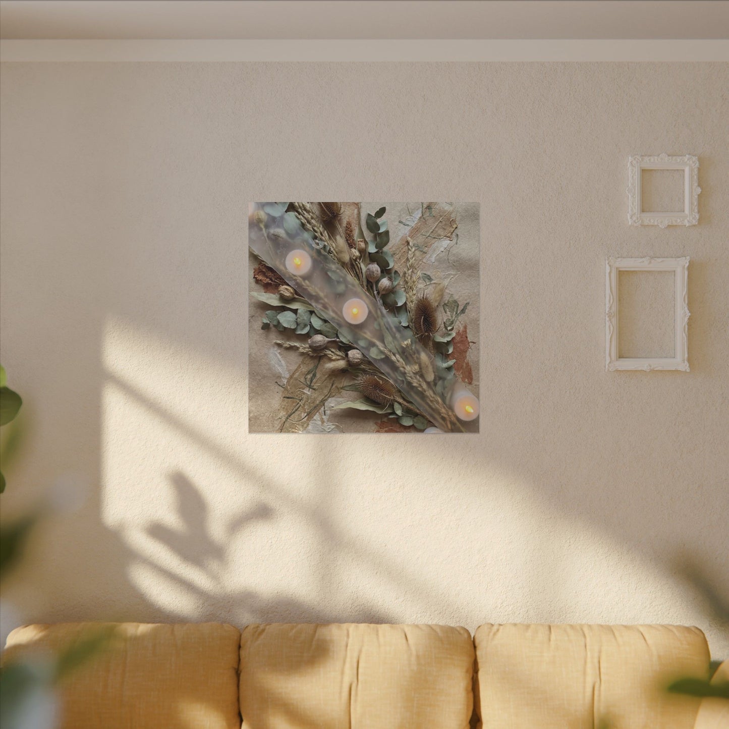 Candlelight Dried Flowers Canvas Art - Japandi Kanso