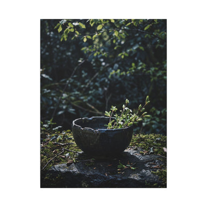 Dappled Ceramic Bowl Canvas Art - Dark Japandi Datsuzoku