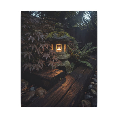 Moody Moonlit Garden Canvas Art - Shadow Zen Dark Japandi