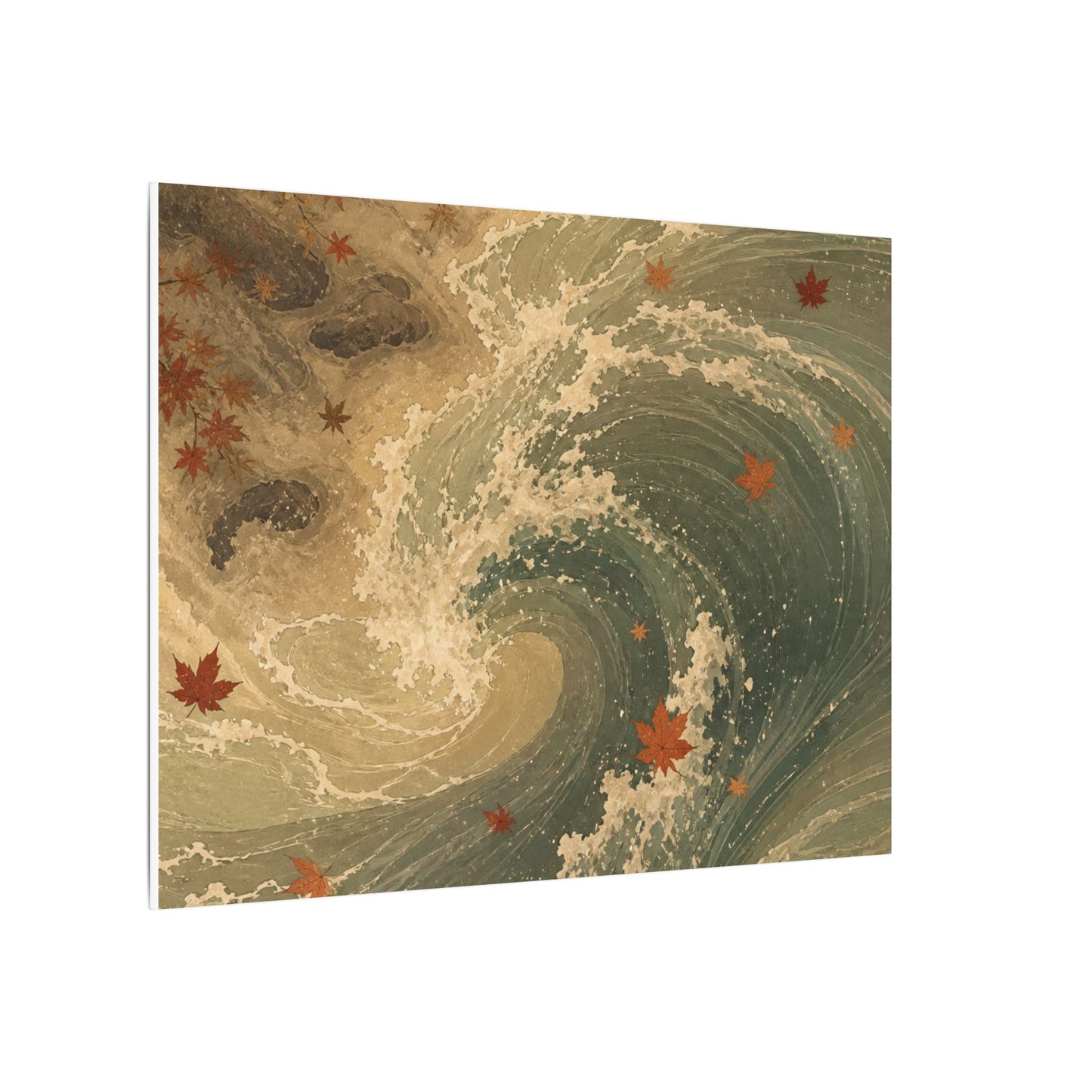 Japandi Ocean Wave in Candlelight | Japanese Pattern Canvas Art