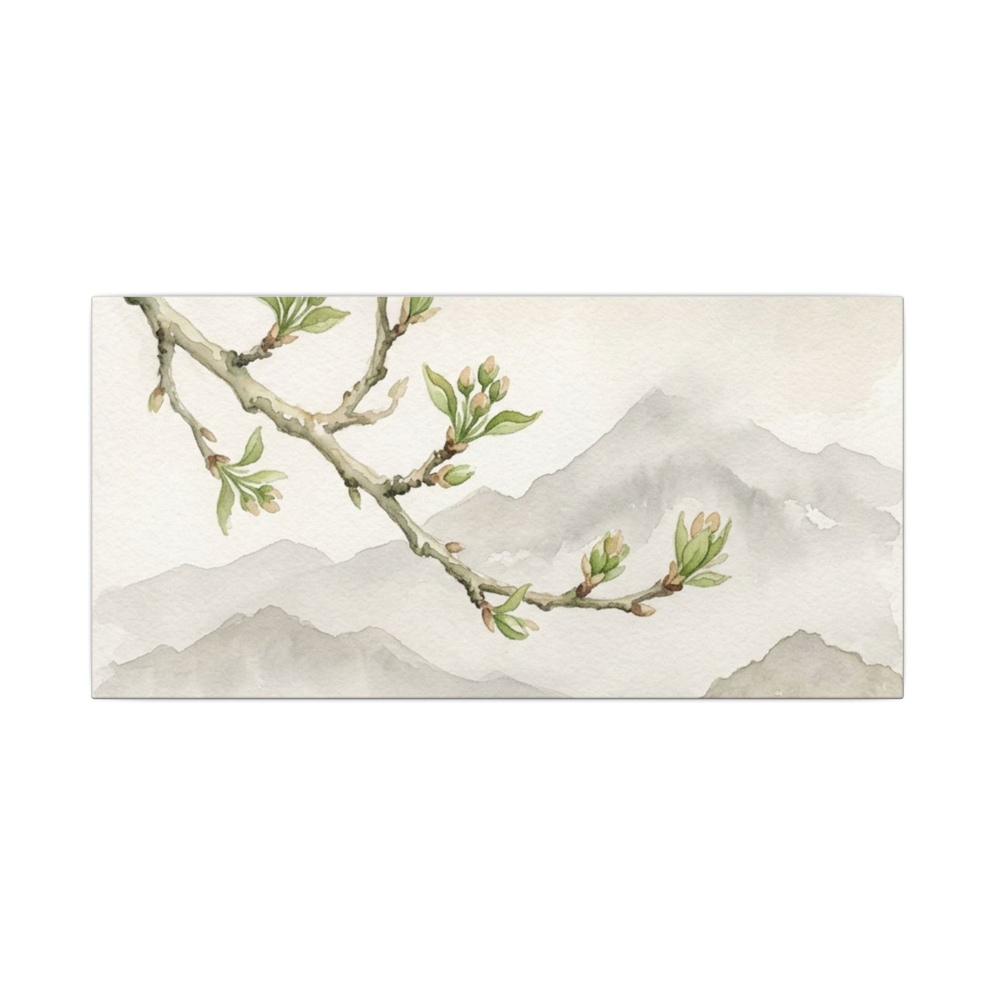 Spring Mountain Mist Watercolor Canvas Art | Cozy Decor