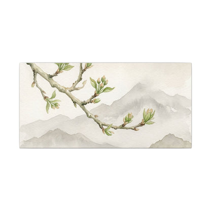 Spring Mountain Mist Watercolor Canvas Art | Cozy Decor