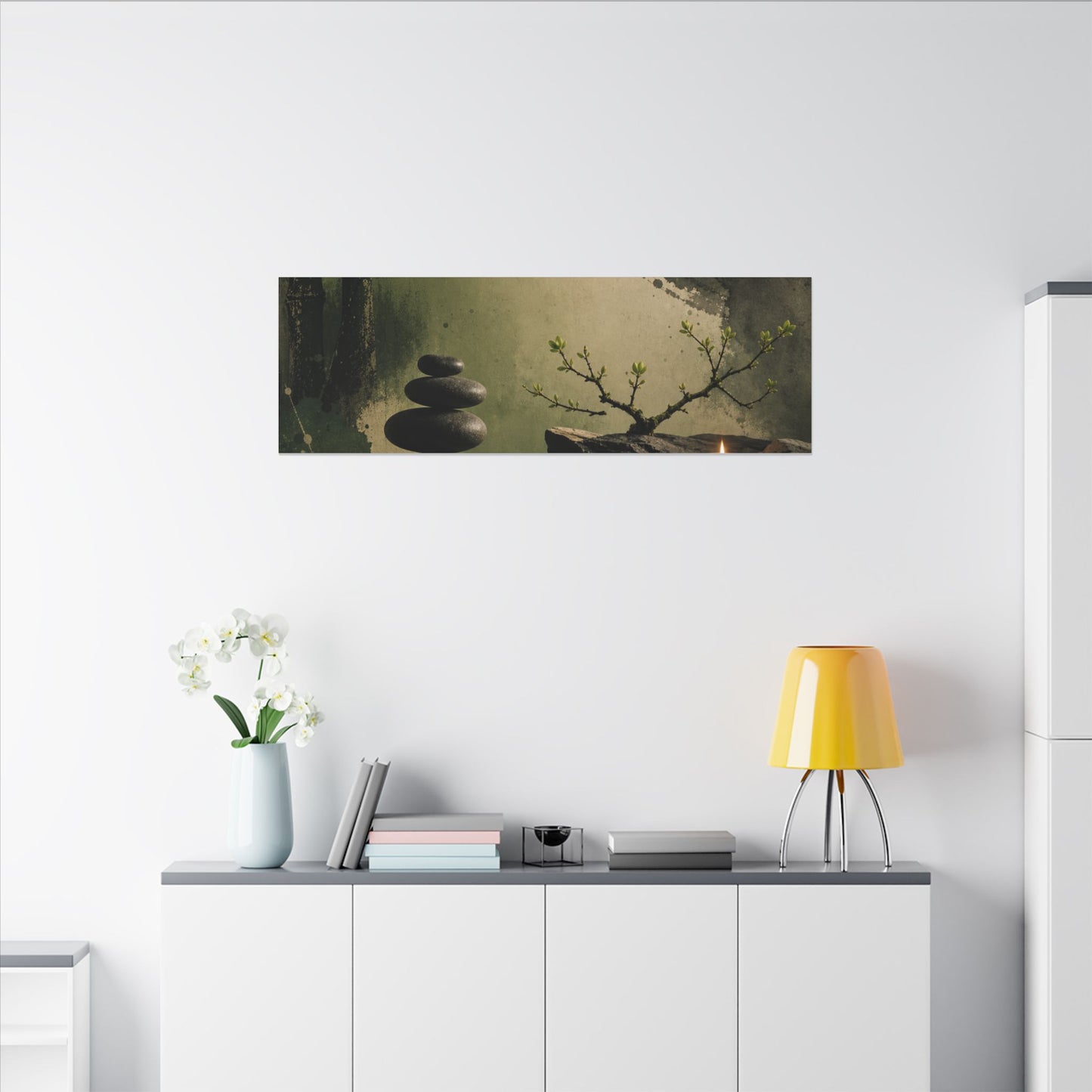 River Stones Spring Canvas Art | Zen Contemplative Design