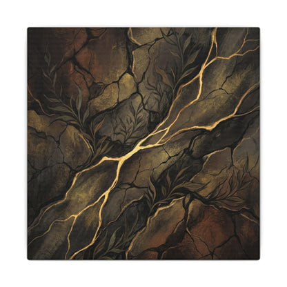 Cracked Earth Charcoal Ink Canvas Art | Bold Dark Japandi Art