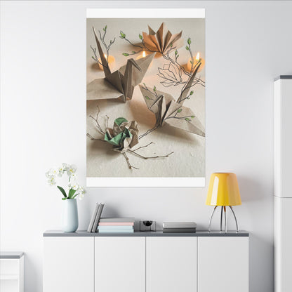 Paper Fold Spring Canvas Art | Japandi Earthy Design
