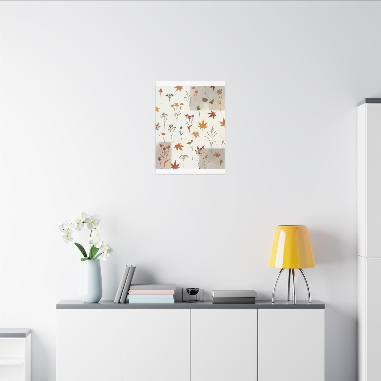 Autumn Dried Flowers Japanese Pattern Canvas Art | Elegant Decor