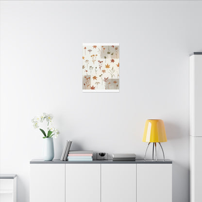 Autumn Dried Flowers Japanese Pattern Canvas Art | Elegant Decor