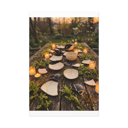 Broken Pottery Spring Canvas Art | Kintsugi Beautiful Design