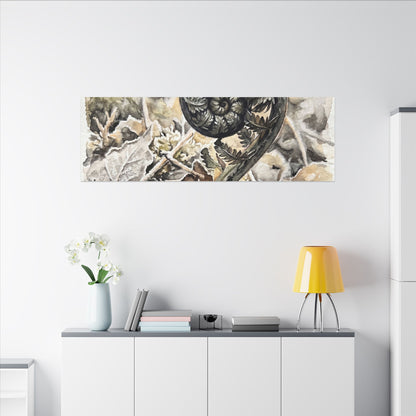 Japandi Fern Unfurling in Golden Hour | Watercolor Canvas Art