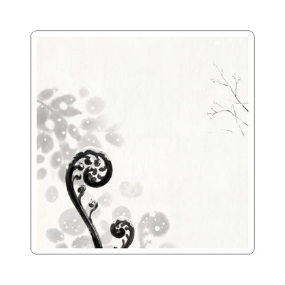 Peaceful Fern Unfurling Sticker - Ukiyo E Inspired Zen Art Print