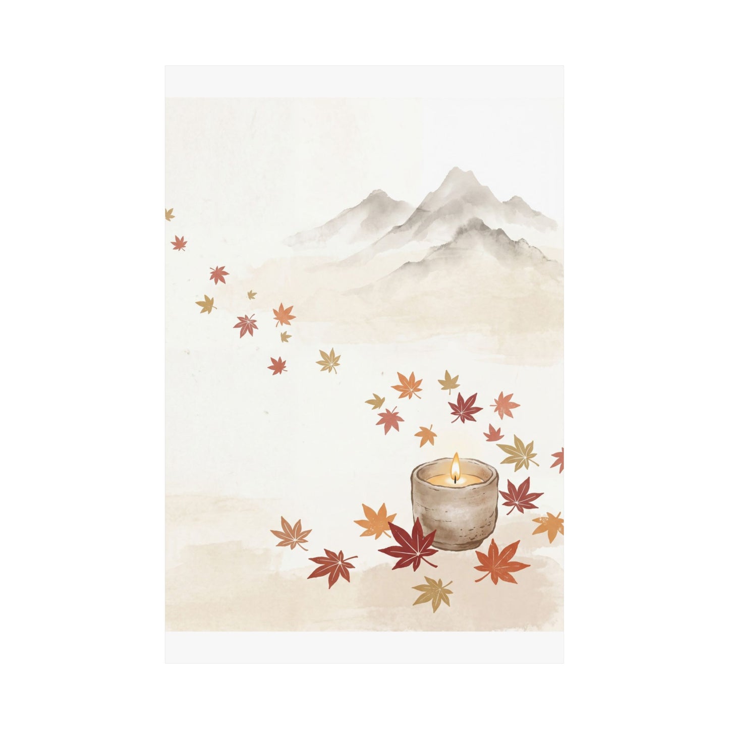 Mountain Mist Wall Art Print | Autumn Japandi Japanese Pattern Art
