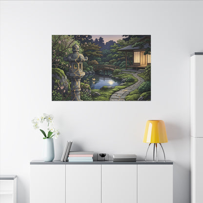 Spring Moonlit Garden Gold Vein Canvas Art | Resilient Decor