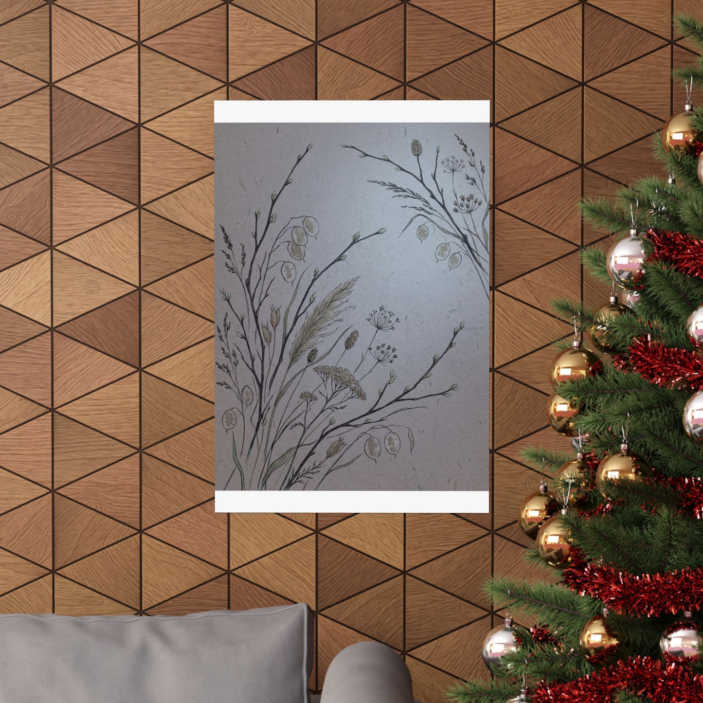 Dried Flowers Wall Art Print | Spring Japandi Japanese Pattern Art