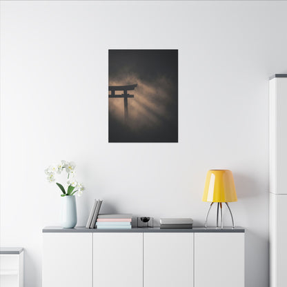 Torii Gate Shadow Zen Canvas Art | Bold Dark Japandi Art