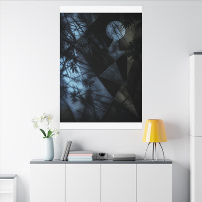 Shadow Play Winter Canvas Art | Dark Japandi Luxurious Design