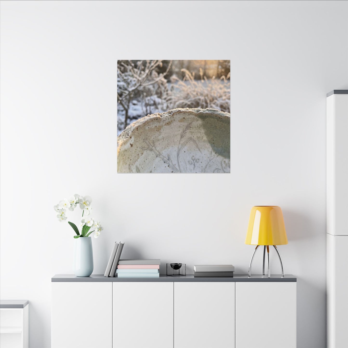 Ceramic Bowl Canvas Art | Winter Japandi Minimal Line Art