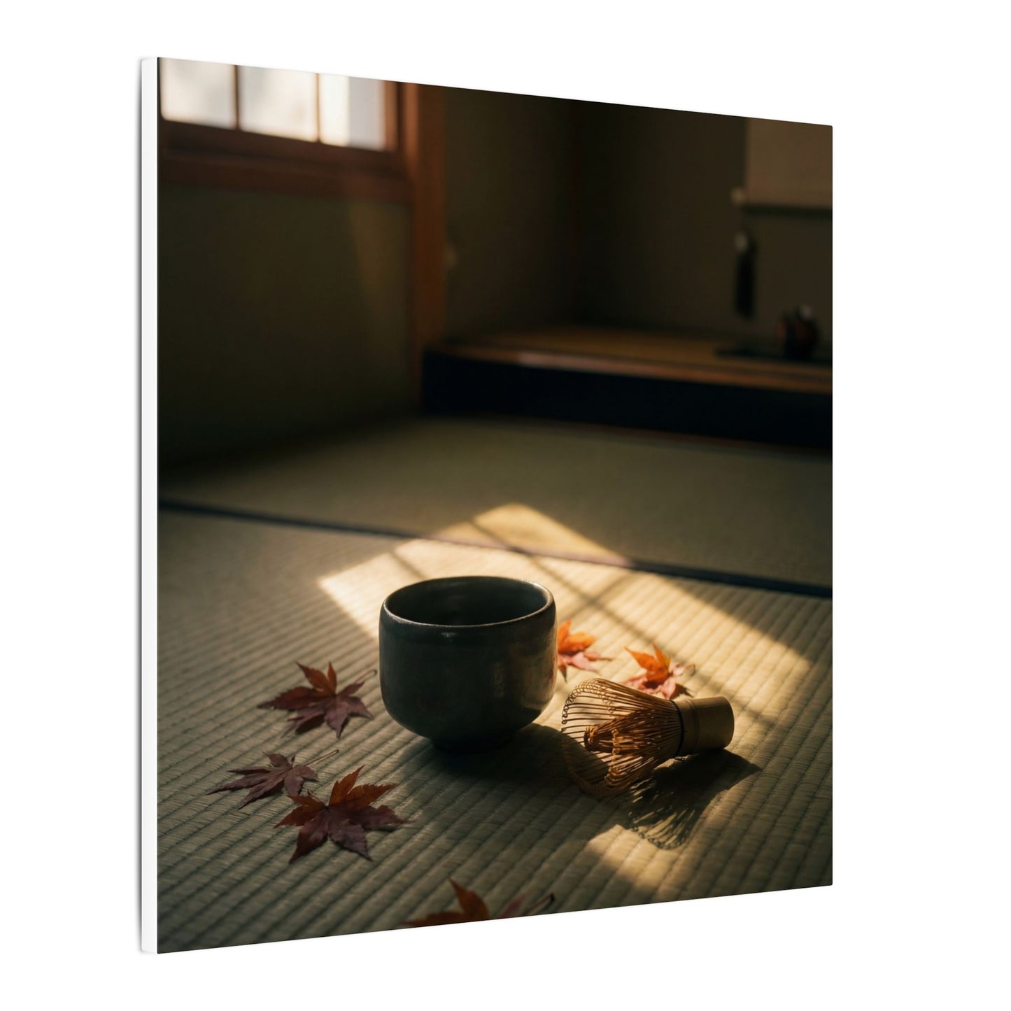 Dark Japandi Tea Ceremony in Golden Hour | Moody Minimal Canvas Art