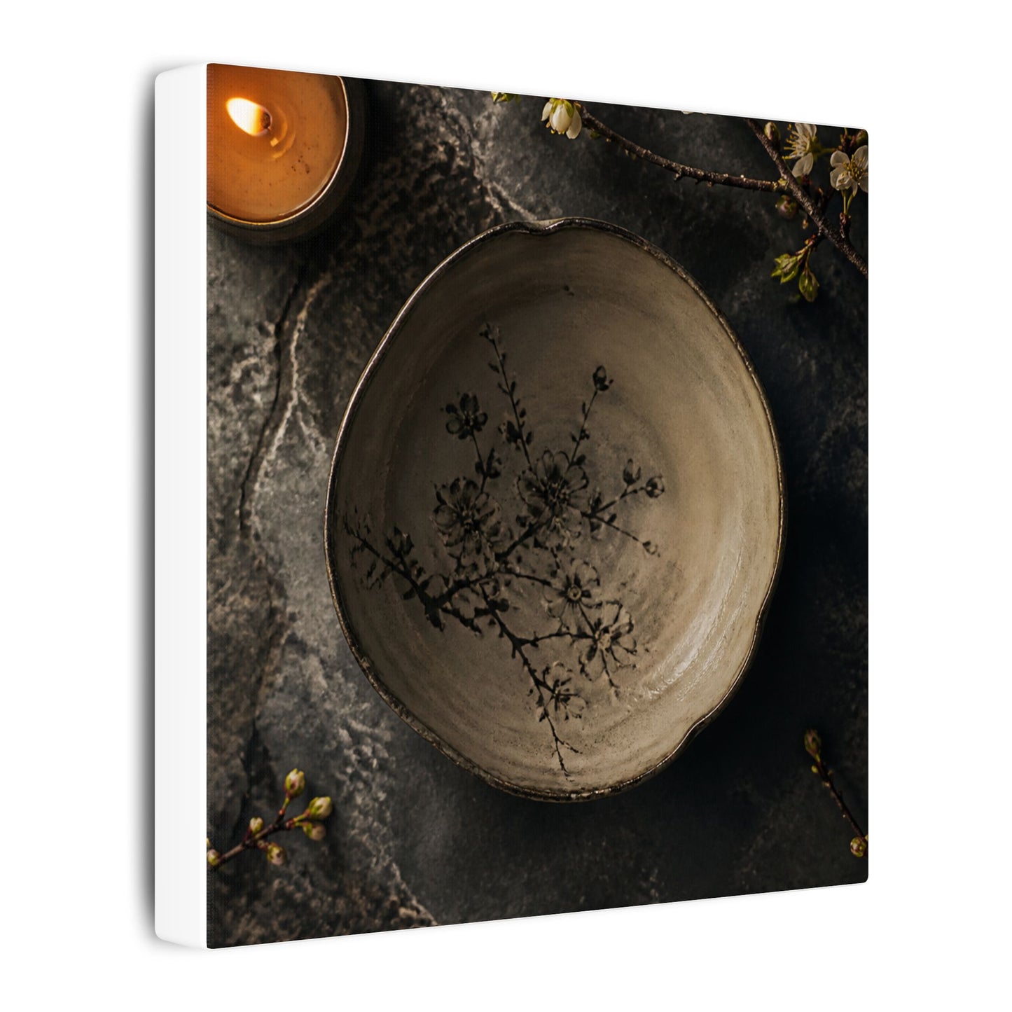 Ceramic Bowl Spring Canvas Art | Japandi Earthy Design