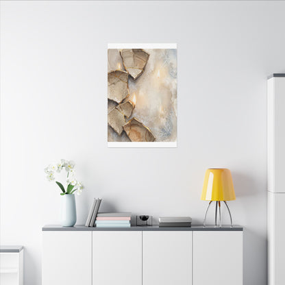 Broken Pottery Winter Canvas Art | Japandi Warm Design