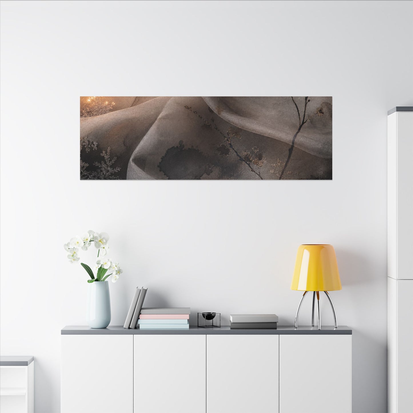 Japandi Silk Drape in Candlelight | Watercolor Canvas Art