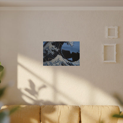 Ocean Wave Canvas Art | Winter Kintsugi Gold Repair Art